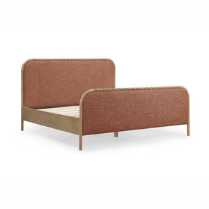TOV Furniture Hatia Basketweave Panel Bed - Elegant Upholstered Design with Timeless Spindle-Style Wood Framing Sienna Red / King REN-B11220-20-21