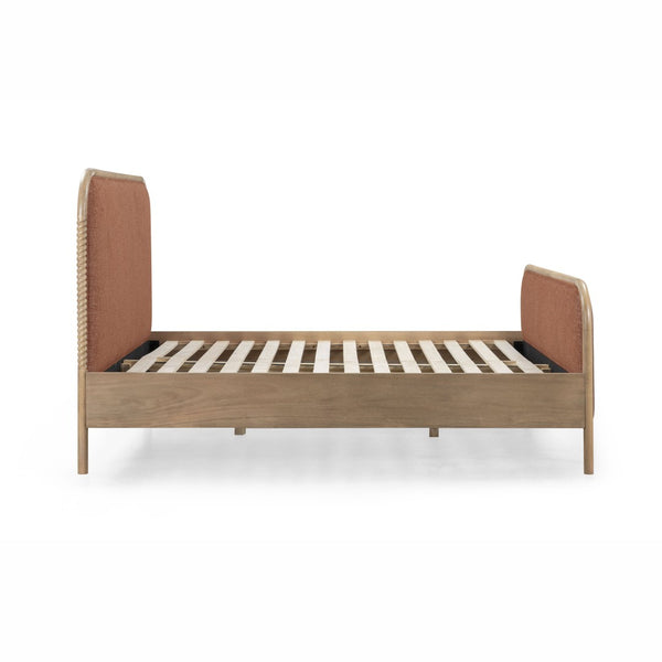 TOV Furniture Hatia Basketweave Panel Bed - Elegant Upholstered Design with Timeless Spindle-Style Wood Framing Sienna Red / King REN-B11220-20-21