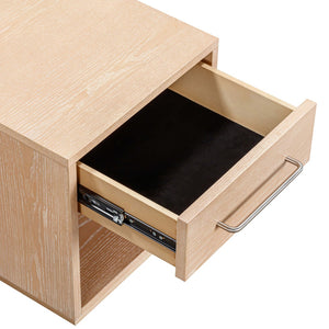 TOV Furniture Marlow 17" Wood Nightstand with Soft-Closing Drawer and Open Shelf for Stylish Bedroom Storage Natural REN-B700-50