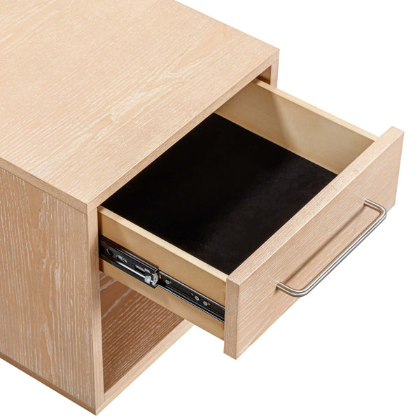 TOV Furniture Marlow 17" Wood Nightstand with Soft-Closing Drawer and Open Shelf for Stylish Bedroom Storage Natural REN-B700-50