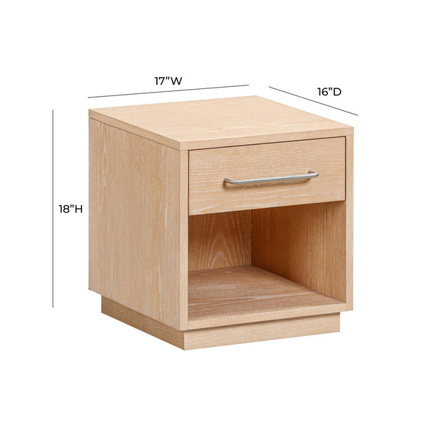 TOV Furniture Marlow 17" Wood Nightstand with Soft-Closing Drawer and Open Shelf for Stylish Bedroom Storage Natural REN-B700-50
