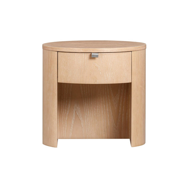 TOV Furniture Marlow 19" Round Nightstand: Stylish & Space-Saving with Soft-Closing Drawer for Elegant Storage Natural REN-B700-51