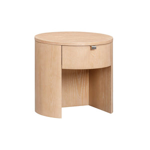 TOV Furniture Marlow 19" Round Nightstand: Stylish & Space-Saving with Soft-Closing Drawer for Elegant Storage Natural REN-B700-51