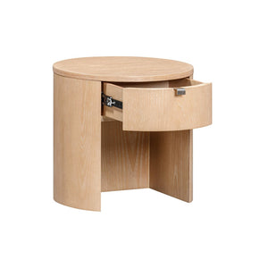 TOV Furniture Marlow 19" Round Nightstand: Stylish & Space-Saving with Soft-Closing Drawer for Elegant Storage Natural REN-B700-51