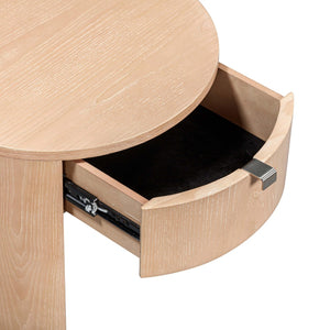 TOV Furniture Marlow 19" Round Nightstand: Stylish & Space-Saving with Soft-Closing Drawer for Elegant Storage Natural REN-B700-51