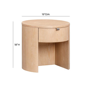 TOV Furniture Marlow 19" Round Nightstand: Stylish & Space-Saving with Soft-Closing Drawer for Elegant Storage Natural REN-B700-51