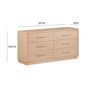 TOV Furniture Marlow 6-Drawer Dresser - Timeless Acacia-Ash Elegance with Soft-Closing Drawers for Luxury Living Natural REN-B700-70