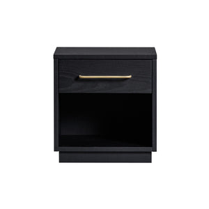 TOV Furniture Marlow 17" Wood Nightstand with Soft-Closing Drawer and Open Shelf for Stylish Bedroom Storage Black REN-B710-50