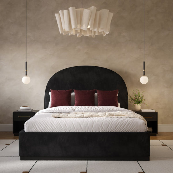 TOV Furniture Marlow 17" Wood Nightstand with Soft-Closing Drawer and Open Shelf for Stylish Bedroom Storage Black REN-B710-50