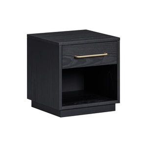 TOV Furniture Marlow 17" Wood Nightstand with Soft-Closing Drawer and Open Shelf for Stylish Bedroom Storage Black REN-B710-50
