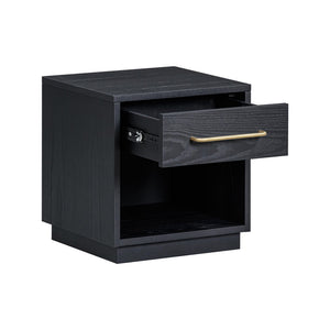 TOV Furniture Marlow 17" Wood Nightstand with Soft-Closing Drawer and Open Shelf for Stylish Bedroom Storage Black REN-B710-50