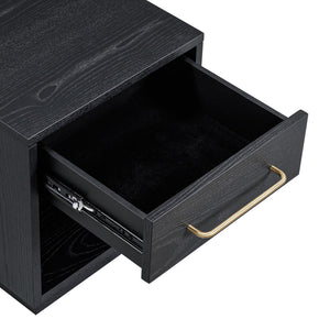 TOV Furniture Marlow 17" Wood Nightstand with Soft-Closing Drawer and Open Shelf for Stylish Bedroom Storage Black REN-B710-50