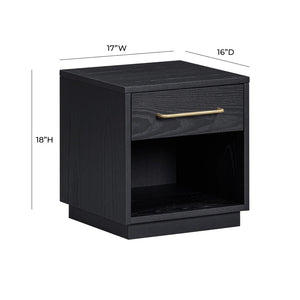 TOV Furniture Marlow 17" Wood Nightstand with Soft-Closing Drawer and Open Shelf for Stylish Bedroom Storage Black REN-B710-50
