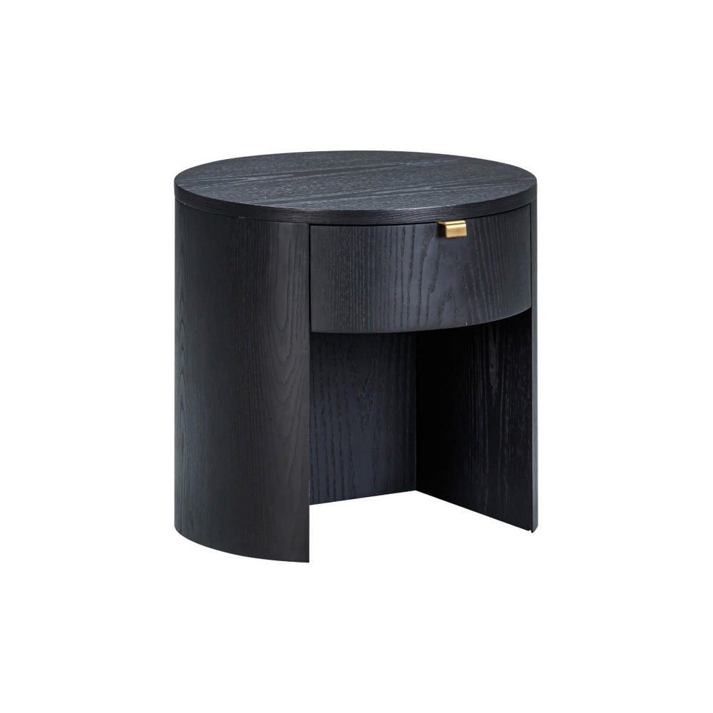 TOV Furniture Marlow 19" Round Nightstand: Stylish & Space-Saving with Soft-Closing Drawer for Elegant Storage Black REN-B710-51