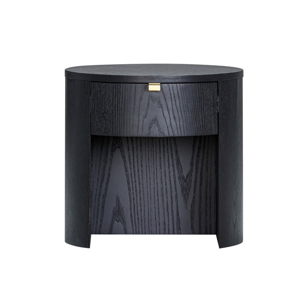 TOV Furniture Marlow 19" Round Nightstand: Stylish & Space-Saving with Soft-Closing Drawer for Elegant Storage Black REN-B710-51