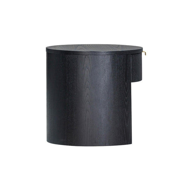 TOV Furniture Marlow 19" Round Nightstand: Stylish & Space-Saving with Soft-Closing Drawer for Elegant Storage Black REN-B710-51