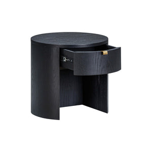 TOV Furniture Marlow 19" Round Nightstand: Stylish & Space-Saving with Soft-Closing Drawer for Elegant Storage Black REN-B710-51