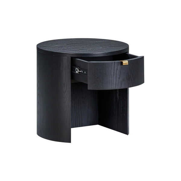 TOV Furniture Marlow 19" Round Nightstand: Stylish & Space-Saving with Soft-Closing Drawer for Elegant Storage Black REN-B710-51