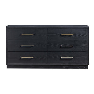 TOV Furniture Marlow 6-Drawer Dresser - Timeless Acacia-Ash Elegance with Soft-Closing Drawers for Luxury Living Black REN-B710-70