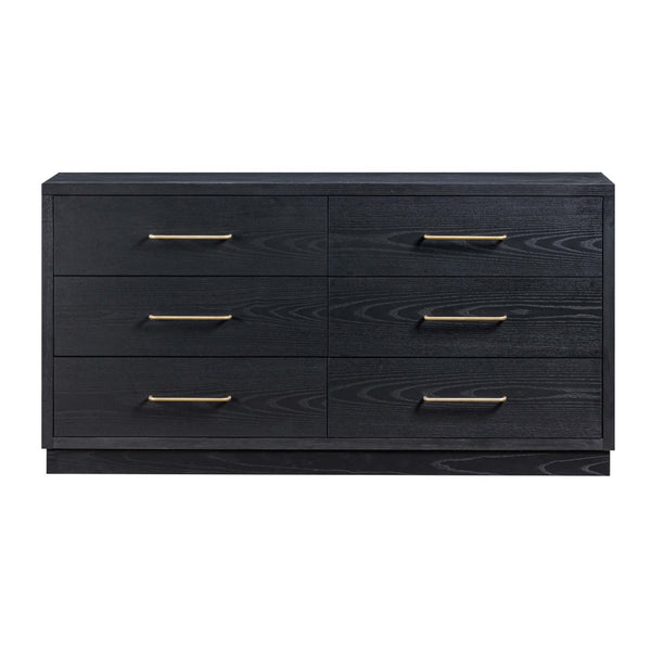 TOV Furniture Marlow 6-Drawer Dresser - Timeless Acacia-Ash Elegance with Soft-Closing Drawers for Luxury Living Black REN-B710-70