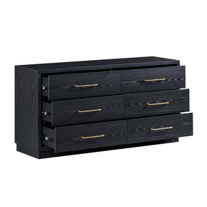 TOV Furniture Marlow 6-Drawer Dresser - Timeless Acacia-Ash Elegance with Soft-Closing Drawers for Luxury Living Black REN-B710-70