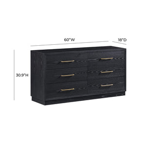 TOV Furniture Marlow 6-Drawer Dresser - Timeless Acacia-Ash Elegance with Soft-Closing Drawers for Luxury Living Black REN-B710-70
