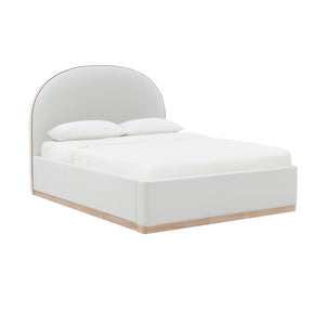 TOV Furniture Marlow Velvet Bed – Luxurious Cream Upholstered Centerpiece with Natural Wood Base for Elegant Spaces Cream / Queen REN-B7110-10-11