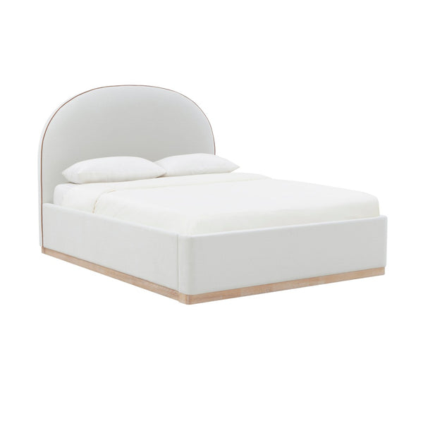 TOV Furniture Marlow Velvet Bed – Luxurious Cream Upholstered Centerpiece with Natural Wood Base for Elegant Spaces Cream / Queen REN-B7110-10-11