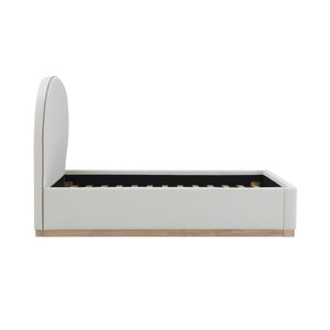 TOV Furniture Marlow Velvet Bed – Luxurious Cream Upholstered Centerpiece with Natural Wood Base for Elegant Spaces Cream / Queen REN-B7110-10-11