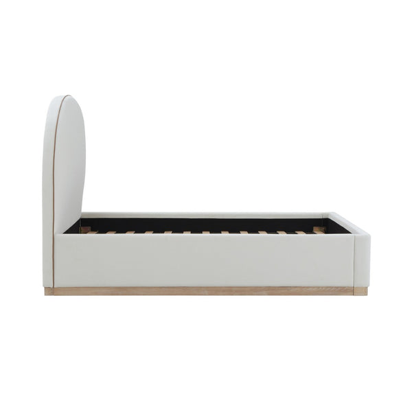 TOV Furniture Marlow Velvet Bed – Luxurious Cream Upholstered Centerpiece with Natural Wood Base for Elegant Spaces Cream / Queen REN-B7110-10-11
