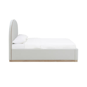 TOV Furniture Marlow Velvet Bed – Luxurious Cream Upholstered Centerpiece with Natural Wood Base for Elegant Spaces Cream / Queen REN-B7110-10-11