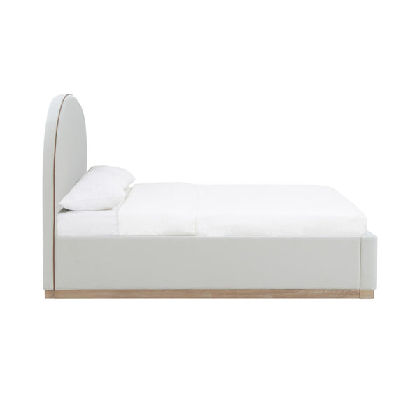 TOV Furniture Marlow Velvet Bed – Luxurious Cream Upholstered Centerpiece with Natural Wood Base for Elegant Spaces Cream / Queen REN-B7110-10-11