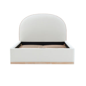 TOV Furniture Marlow Velvet Bed – Luxurious Cream Upholstered Centerpiece with Natural Wood Base for Elegant Spaces Cream / Queen REN-B7110-10-11