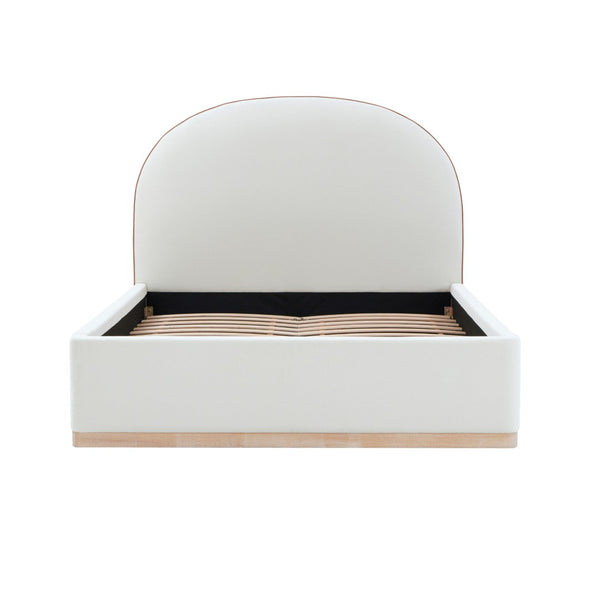 TOV Furniture Marlow Velvet Bed – Luxurious Cream Upholstered Centerpiece with Natural Wood Base for Elegant Spaces Cream / Queen REN-B7110-10-11