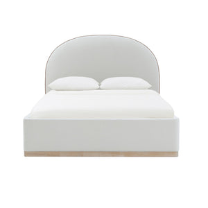 TOV Furniture Marlow Velvet Bed – Luxurious Cream Upholstered Centerpiece with Natural Wood Base for Elegant Spaces Cream / Queen REN-B7110-10-11