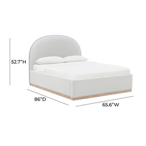 TOV Furniture Marlow Velvet Bed – Luxurious Cream Upholstered Centerpiece with Natural Wood Base for Elegant Spaces Cream / Queen REN-B7110-10-11