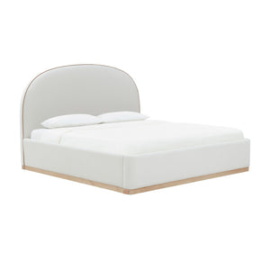 TOV Furniture Marlow Velvet Bed – Luxurious Cream Upholstered Centerpiece with Natural Wood Base for Elegant Spaces Cream / King REN-B7110-20-21