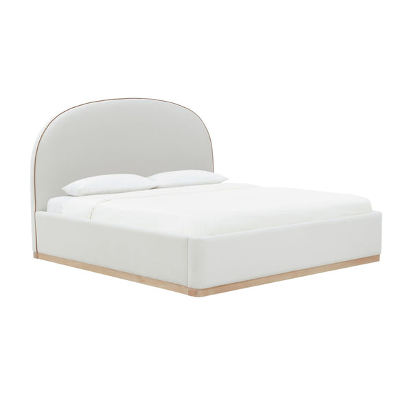 TOV Furniture Marlow Velvet Bed – Luxurious Cream Upholstered Centerpiece with Natural Wood Base for Elegant Spaces Cream / King REN-B7110-20-21