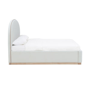 TOV Furniture Marlow Velvet Bed – Luxurious Cream Upholstered Centerpiece with Natural Wood Base for Elegant Spaces Cream / King REN-B7110-20-21