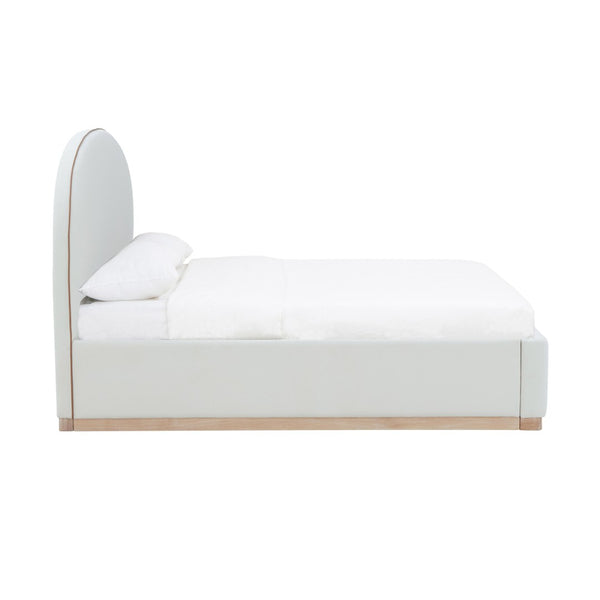 TOV Furniture Marlow Velvet Bed – Luxurious Cream Upholstered Centerpiece with Natural Wood Base for Elegant Spaces Cream / King REN-B7110-20-21