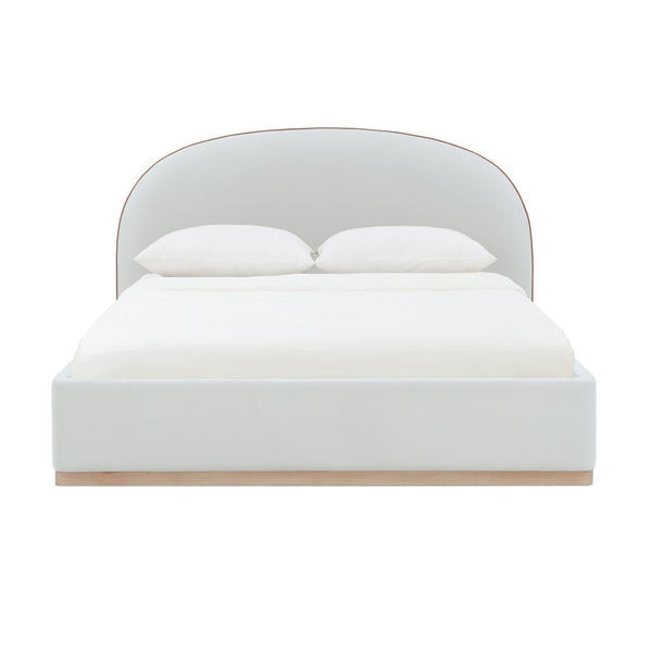 TOV Furniture Marlow Velvet Bed – Luxurious Cream Upholstered Centerpiece with Natural Wood Base for Elegant Spaces Cream / King REN-B7110-20-21