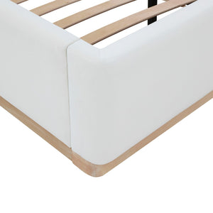 TOV Furniture Marlow Velvet Bed – Luxurious Cream Upholstered Centerpiece with Natural Wood Base for Elegant Spaces Cream / King REN-B7110-20-21