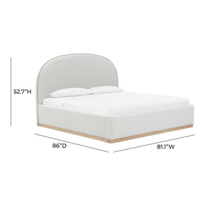 TOV Furniture Marlow Velvet Bed – Luxurious Cream Upholstered Centerpiece with Natural Wood Base for Elegant Spaces Cream / King REN-B7110-20-21