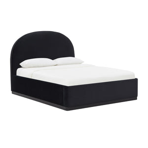 TOV Furniture Marlow Velvet Bed – Luxurious Cream Upholstered Centerpiece with Natural Wood Base for Elegant Spaces Black / Queen REN-B7120-10-11
