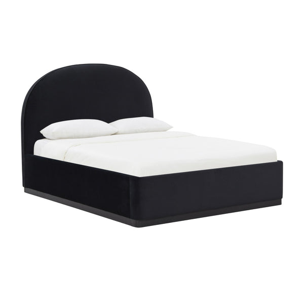 TOV Furniture Marlow Velvet Bed – Luxurious Cream Upholstered Centerpiece with Natural Wood Base for Elegant Spaces Black / Queen REN-B7120-10-11