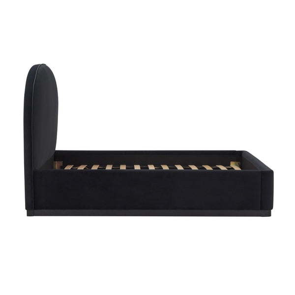 TOV Furniture Marlow Velvet Bed – Luxurious Cream Upholstered Centerpiece with Natural Wood Base for Elegant Spaces Black / Queen REN-B7120-10-11