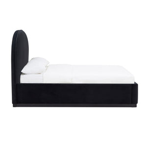 TOV Furniture Marlow Velvet Bed – Luxurious Cream Upholstered Centerpiece with Natural Wood Base for Elegant Spaces Black / Queen REN-B7120-10-11