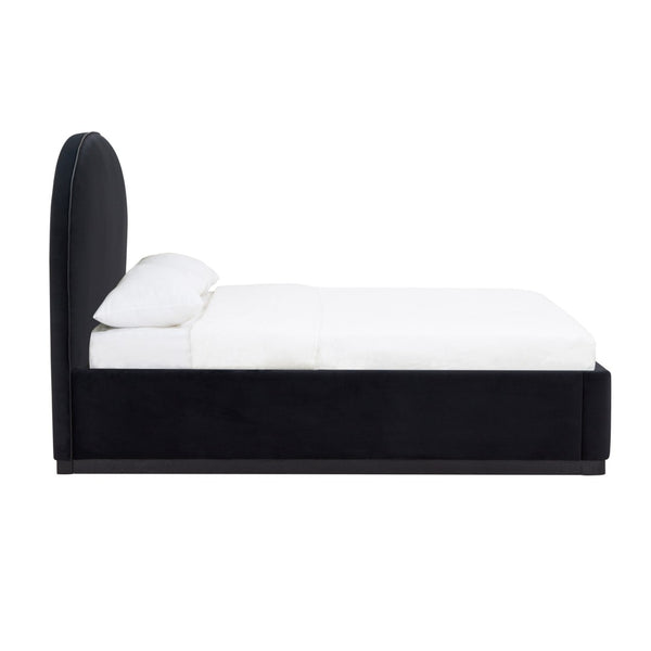 TOV Furniture Marlow Velvet Bed – Luxurious Cream Upholstered Centerpiece with Natural Wood Base for Elegant Spaces Black / Queen REN-B7120-10-11