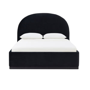 TOV Furniture Marlow Velvet Bed – Luxurious Cream Upholstered Centerpiece with Natural Wood Base for Elegant Spaces Black / Queen REN-B7120-10-11