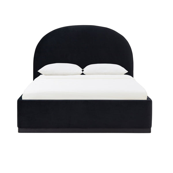 TOV Furniture Marlow Velvet Bed – Luxurious Cream Upholstered Centerpiece with Natural Wood Base for Elegant Spaces Black / Queen REN-B7120-10-11